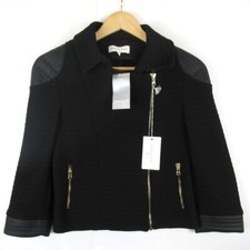 Patrizia Pepe Women's Black Knit Biker Style Jacket Small Size Uk8 Bnwt Rrp £354