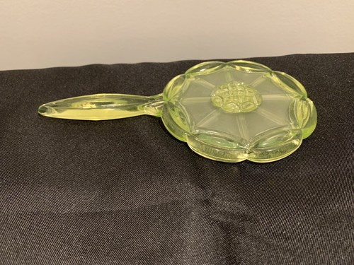 Uranglas VASELINE GLAS Mosser HANDSPIEGEL mit STÄNDER 2 links - Bild 13 von 24