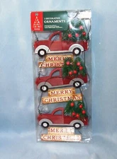 Winter Wonder Lane Country Christmas Truck/Trees Decorative Ornaments -Set of 3