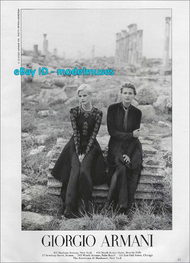 vintage GIORGIO ARMANI 1-Page PRINT AD Spring 1994 DANIELA PESTOVA
