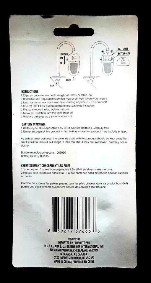 LED CLIP~ON BOOK LIGHT (LAST ONE) - Image 2 of 2