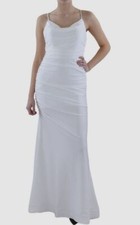 B. Darlin Juniors Women's White Shirred Cowlneck Sleeveless Gown Dress Size 0