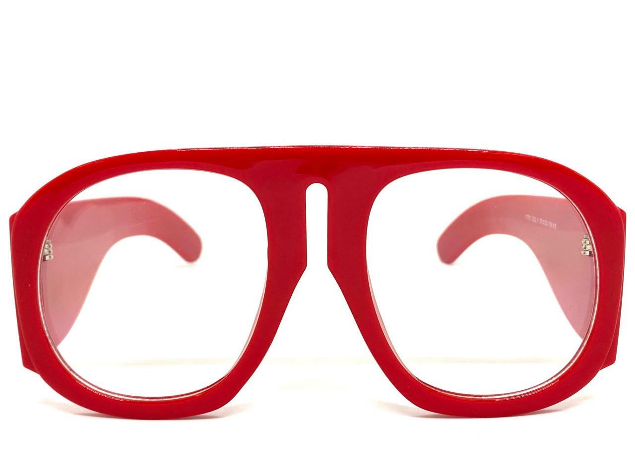 OVERSIZED EXAGGERATED Classic Retro Clear Lens EYE GLASSES Large Thick Red Frame