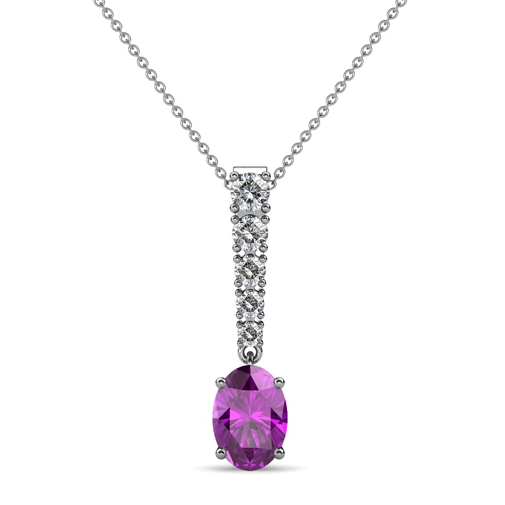 Diamond Not Enhanced Amethyst Fine Necklaces & Pendants for sale