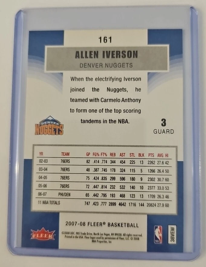Allen Iverson 2007 Fleer #161 - Image 2 of 2