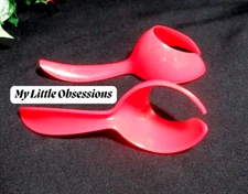 Tupperware Set of 2 Gadgets Egg Scoops Spoon Dippers Lifters Sheer Red