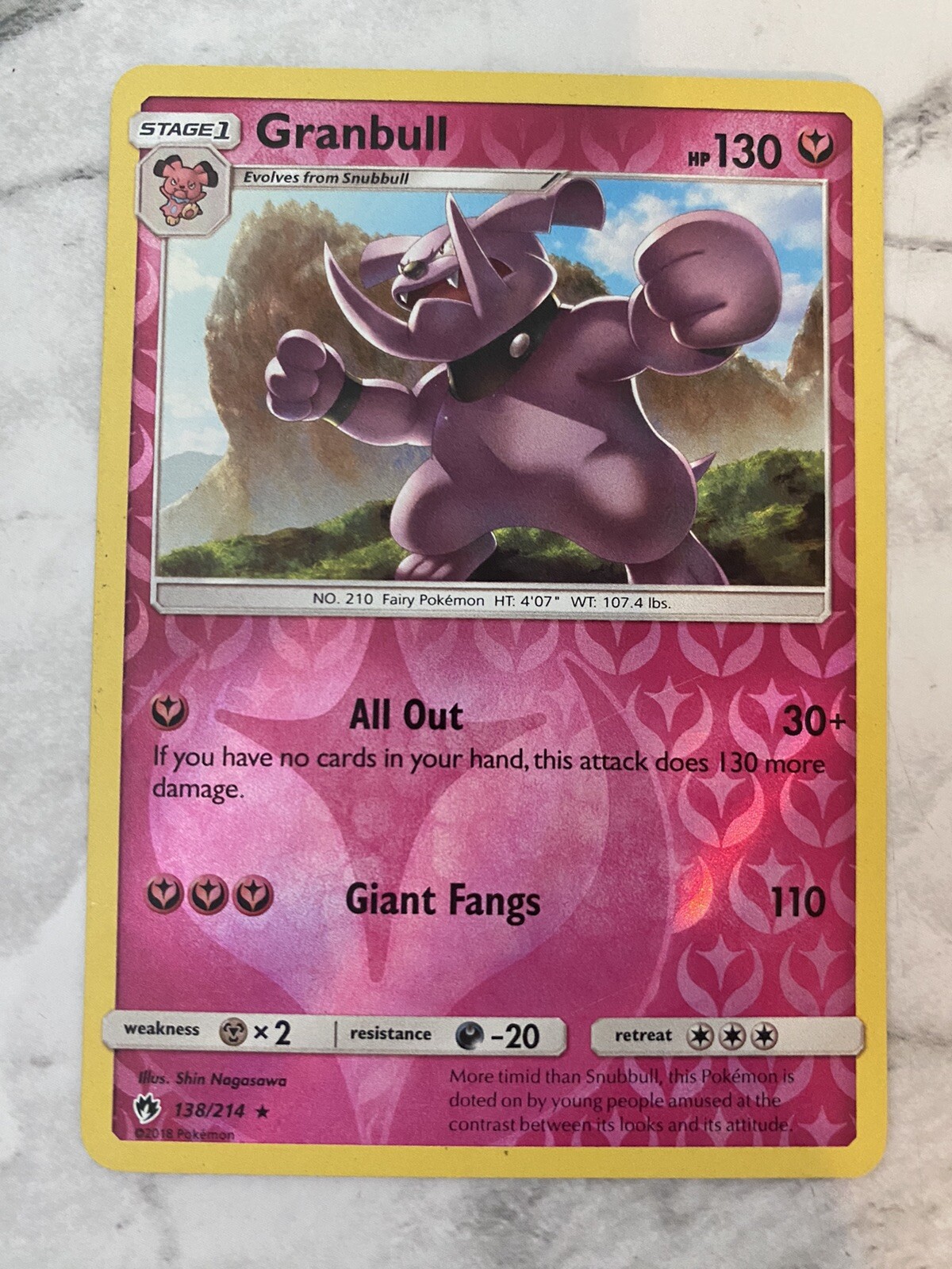 Pokemon Lost Thunder Granbull Rare Reverse Holo 138/214