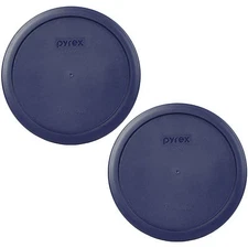 Pyrex 2 Pack Blue Plastic Round 6/7 Cup Storage Lid Cover 7402-PC for Glass Bowl