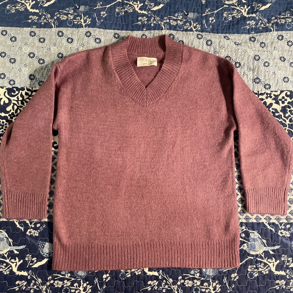 Zara V Neck Sweater Purple Acrylic Nylon Super Soft SZ 9-10