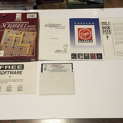 Scrabble Computer Edition Crossword Puzzle Game IBM PC 5 1/4  Floppy disk Virgin