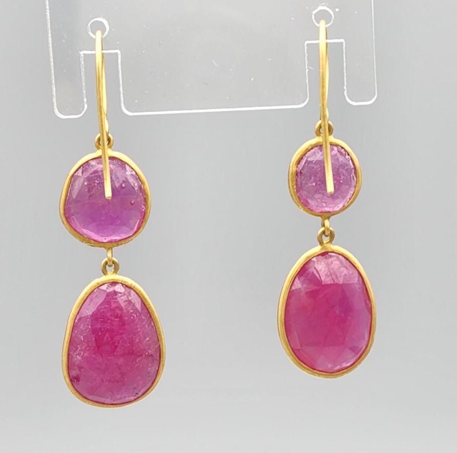 PIPPA SMALL London Solid 18K Faceted Ruby Double … - image 5