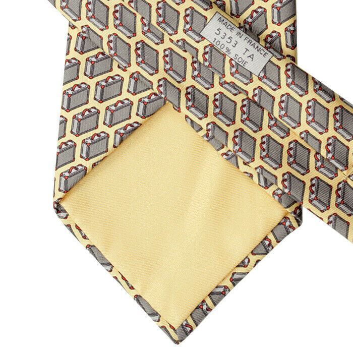 100 Auth HERMES TIE Silk Mens WHIMSICAL ROWS OF BRIE… Gem