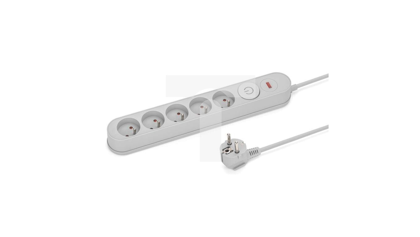 Power Strip Surge Protector Grey 5 Outlets 1.5m MONTIS MT138-1.5 /T2UK