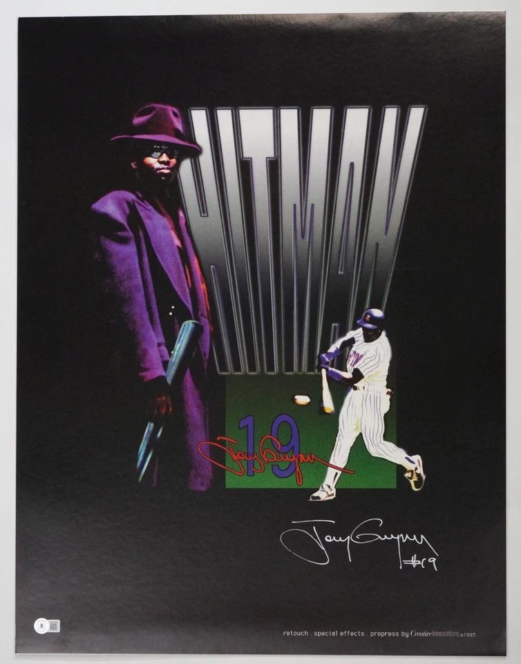 Tony Gwynn Signed 19.5x25.5 Hitman Poster BAS COA Padres SDSU Aztecs Autograph - Image 2 of 4