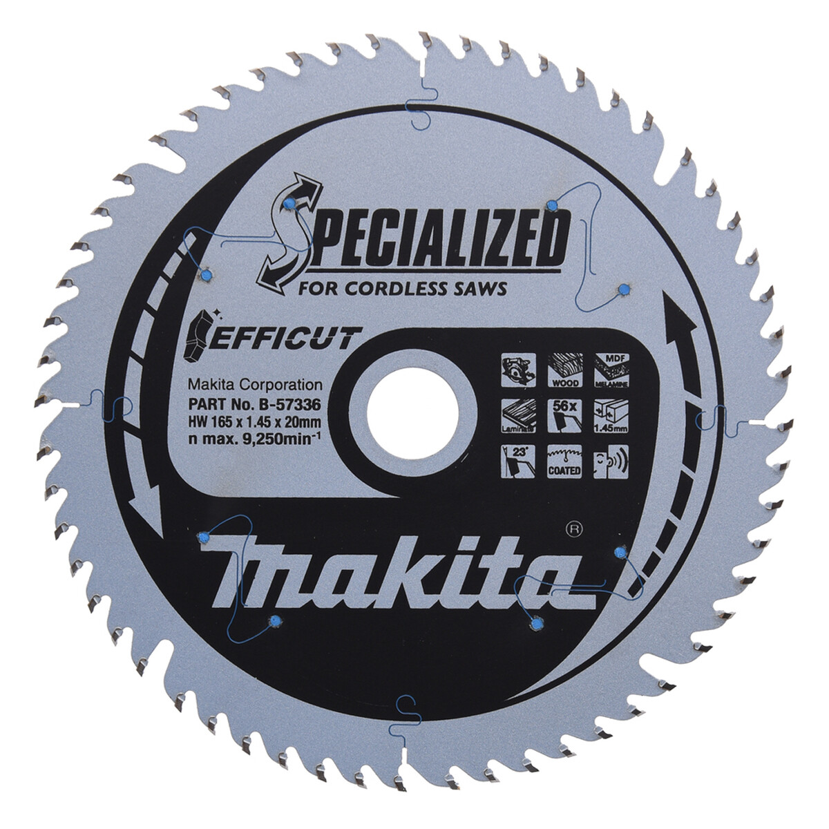 Makita B-57336 Efficut TCT Plunge Saw Blade 165mm x 20mm x 56 Teeth