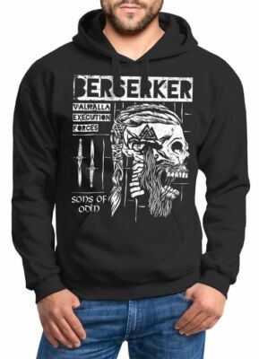 Hoodie Herren Valhalla Berserker Ragnar Lodbrok Sons of Odin Print Aufdruck