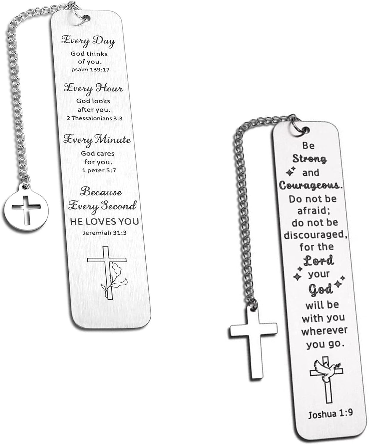 2 Stück Christliche Lesezeichen,Metall Buch Lesezeichen mit Bibelvers Und Kreuz