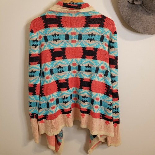 B Sharp Emily Maynard Fireside Sweater Aztec Draped Medium Tribal - Picture 6 of 6