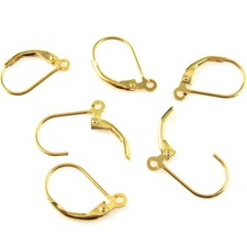 Gold over 925 Sterling Silver Leverback Earwire Findings  2 pairs 