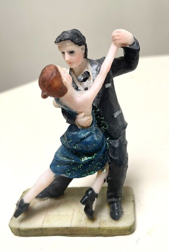 Vintage Tango Dancers Figurine Small Resin Statue H-10cm