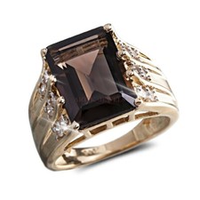 Natural Smoky Quartz Gemstone with Gold Plated 925 Sterling Silver Ring 1454