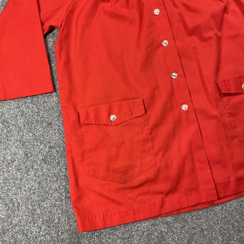 VINTAGE 60s 70s Jack Salkin Nurse Uniform Shirt Dress Smock Women Small Red - Picture 3 of 12