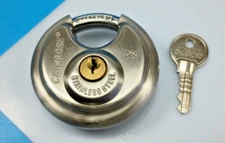 CHINROSE Discus Round Stainless Padlock with Key. New.