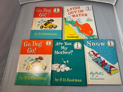 Lot of 5 P.D. Eastman Beginning Reader Books, Go Dogs Go, Snow, and more -B30