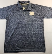 Notre Dame Sewn Logo Gray Lightweight Polyester Polo Shirt Mens XL