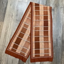 Vintage 60's ITALY Long Rectangle Graphic Design ITALY Brown Gold Orange Plaid