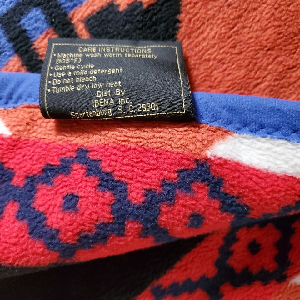 Vintage Ibena Throw Blanket Aztec Southwest Reversible Acrylic USA 36 x