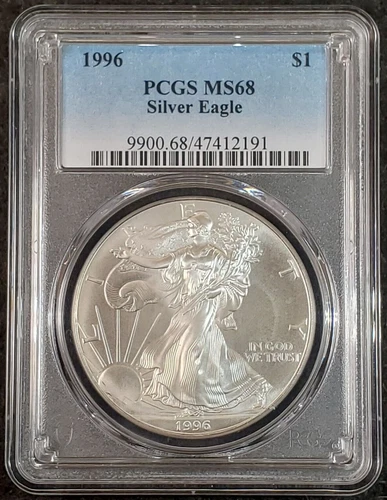 1996 $1 PCGS MS68 Silver American Eagle 9900.68/47412191