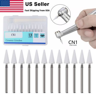 Dental White Stone High Speed Polishing Burs Cone/Flame/Round Aluminum Oxide