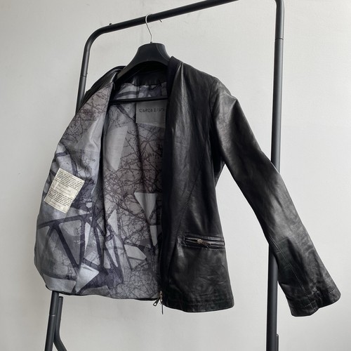 Giorgio Brato Leather Bomber Jacket Black Floral Lining Size 44