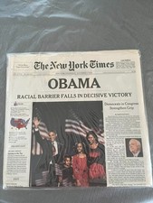 OBAMA 11/5/2008 Racial Barrier Falls-The New York Times Newspaper UNCIRCULATED