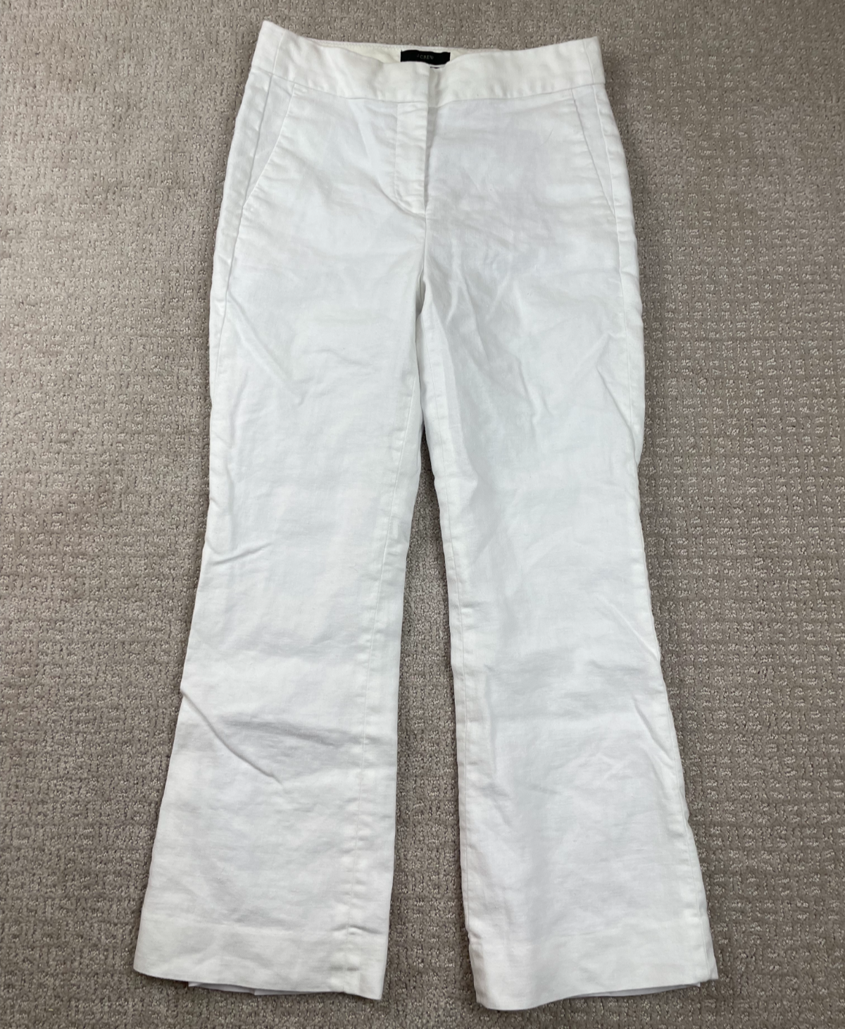 J Crew Pants Womens Size 00 White Hayden Kickout Crop Stretch Linen Blend Lined