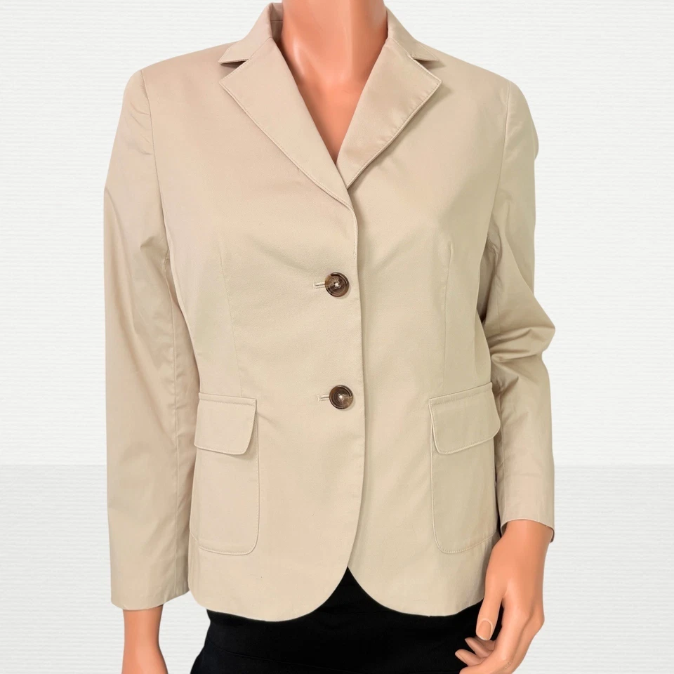 Blazer Brooks Brothers Mujer 10P Algodón Pecho Único Ajuste Milano Beige Oficina Foto 2 de 4