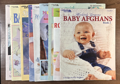 Vintage Leisure Arts Leaflets Knitting Crochet Patterns for Babies Lot of 9