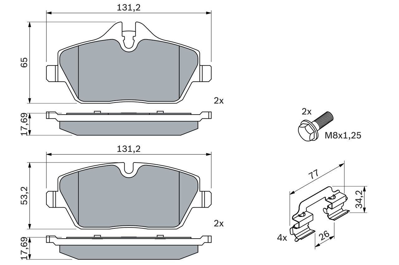 0 986 494 588 Bosch brake pad set, disc brake for BMW, Mini
