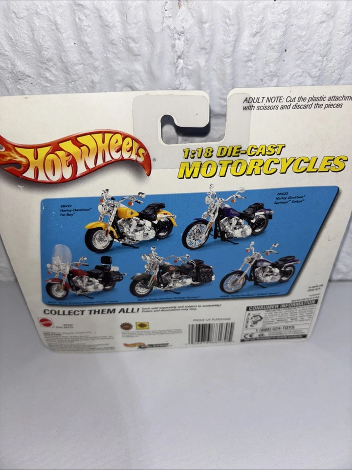 2000 Hot Wheels 1:18 Die Cast Harley Davidson Fat Boy - Imagem 2 de 2