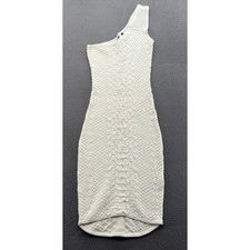 Guess Dress Womens White One Shoulder Quilted Bodycon Textured Sleeveless XS