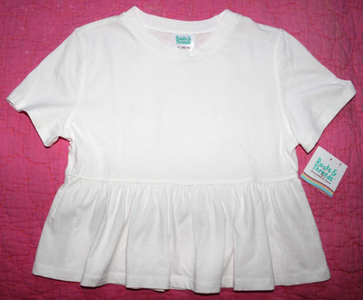 ROOTS & THREADS White Cotton Peplum TShirt Girls XL 14 16 Cap Sleeve Top Tee NEW