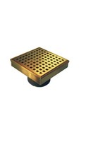 RELN 4 in. x 4 in. Brushed Gold Square Shower Drain w/Square Pattern Drain Cover