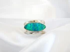 Vintage Mexico Sterling Silver 925 Inlaid Fire Opal Band Ring Size 7.5
