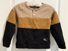 "G" Brand Beige, Mustard  Black Sweatshirt w/Cabled Pattern - Boys 8