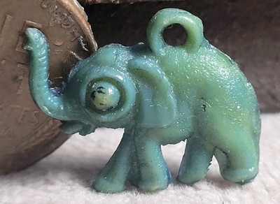 Vintage Celluloid Green Elephant Charm Prize Jewelry