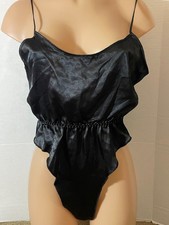 Vtg VICTORIA'S SECRET Silky SATIN High-Leg Bodysuit Teddy Gold Label Whimsigoth