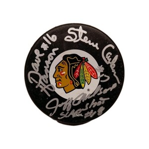 Hanson Brothers Autographed Hockey Blackhawks Puck 