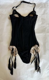 La Perla Black Sheer Lace Mesh Bodysuit XS/XXS B cup