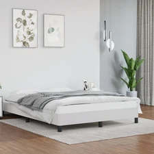 Bed Frame White Faux leather, Plywood, Engineered wood Full